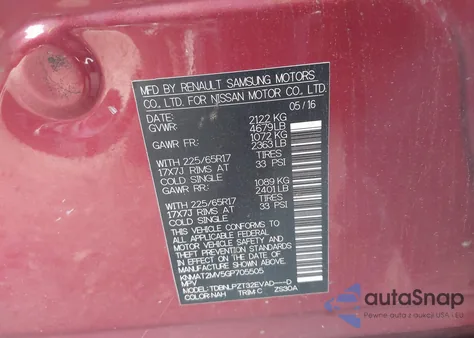 2016 Nissan Rogue S from USA, damaged, VIN KNMAT2MV5GP705505